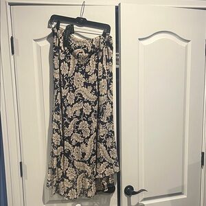 Lauren Ralph Lauren Black and Cream Floral Maxi Skirt